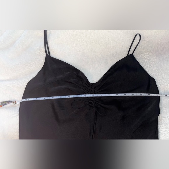 ALL SAINTS Slip Dress Drawstring Black Midi Sz 10 - Picture 9 of 11